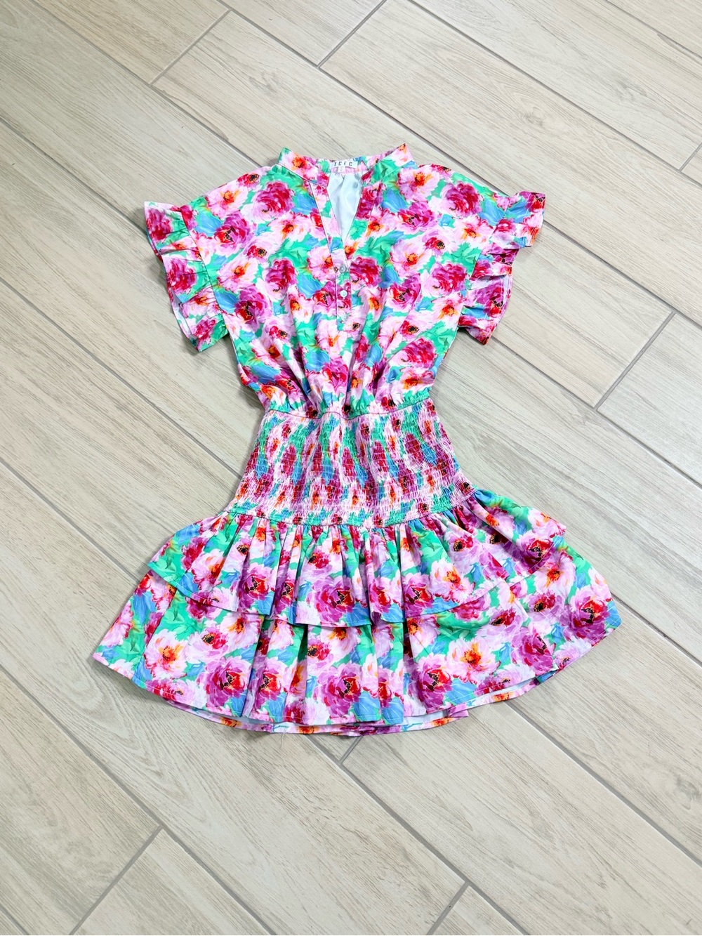 TCEC The Emily Floral Smocked Waist Tiered Ruffle Dress Size M NWOT Mini Dress